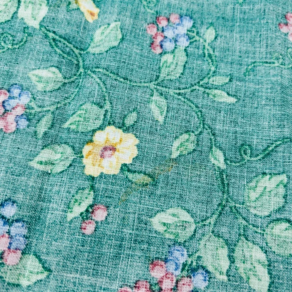Longaberger Emerald Vine‎ Napkins Set of 2 Green Floral Cotton 17x17 USA Flaws